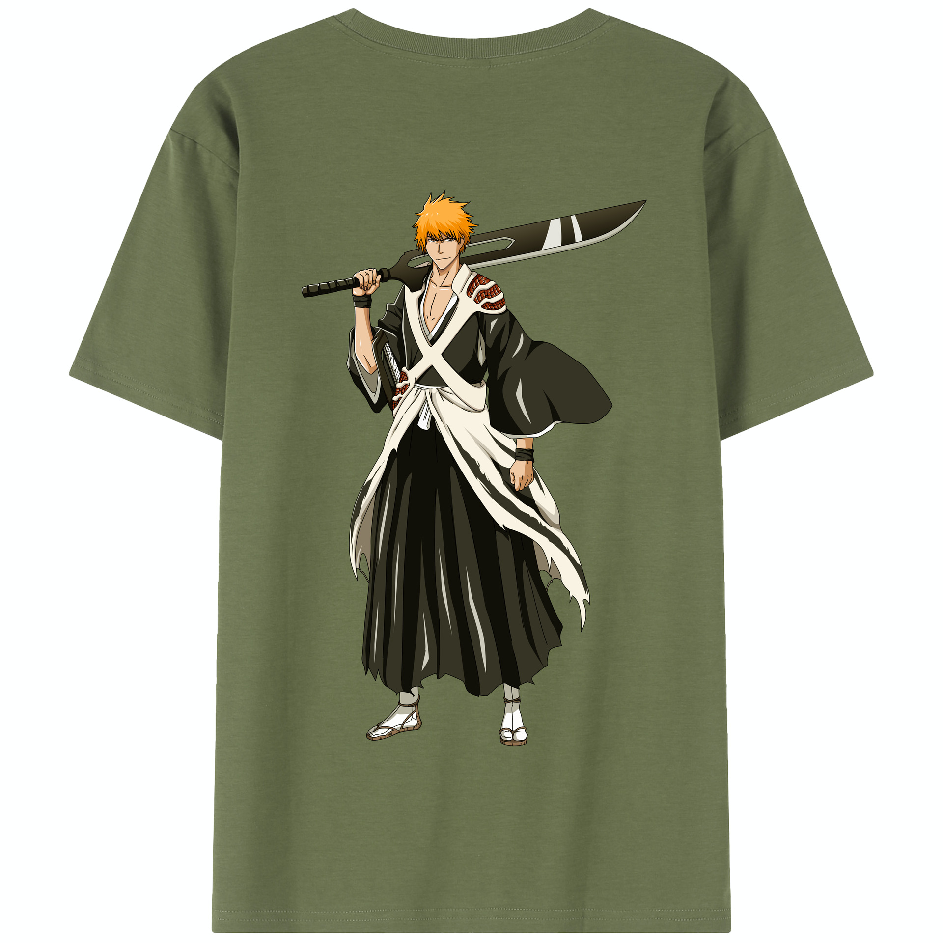 （画像用） ブリーチ 黒崎一護（くろさき いちご）BLEACH Kurosaki Ichigo 綿100％半袖Tシャツ（背面プリント）